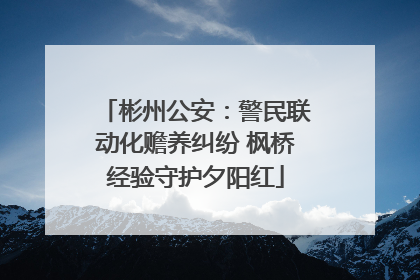 彬州公安：警民联动化赡养纠纷 枫桥经验守护夕阳红